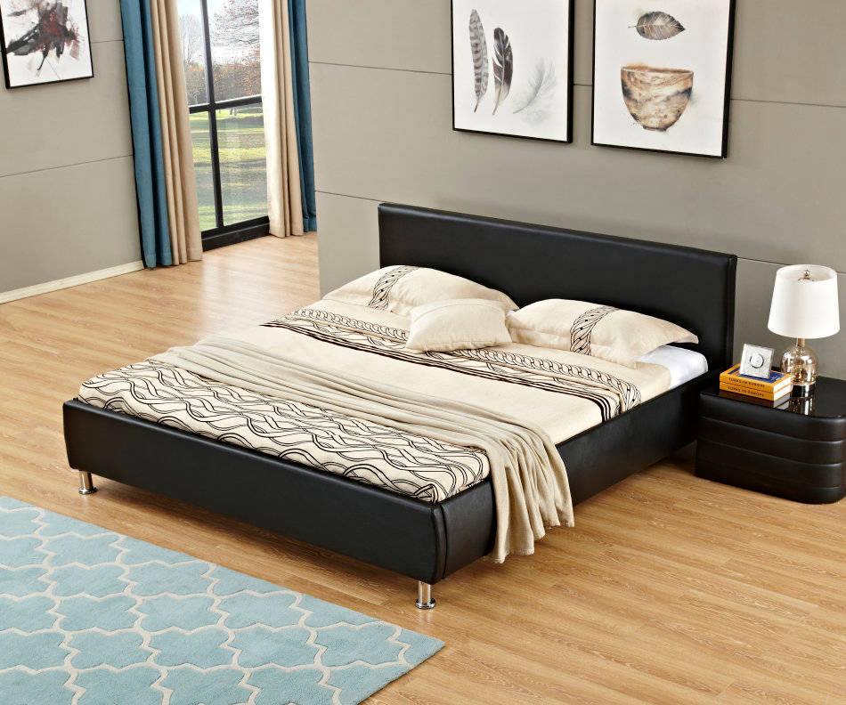 Beds Hazlo Aleksandr Faux Leather Bed Base with Headboard King